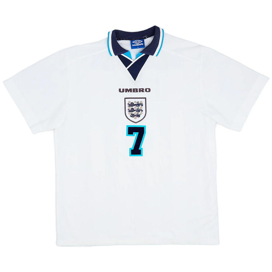 BECKHAM #7 Retro England Home Jersey Euro Cup 1996