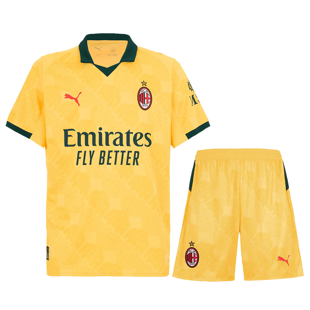 AC Milan Third Away Soccer Jersey Kit(Jersey+Shorts) 2025/26 Yellow