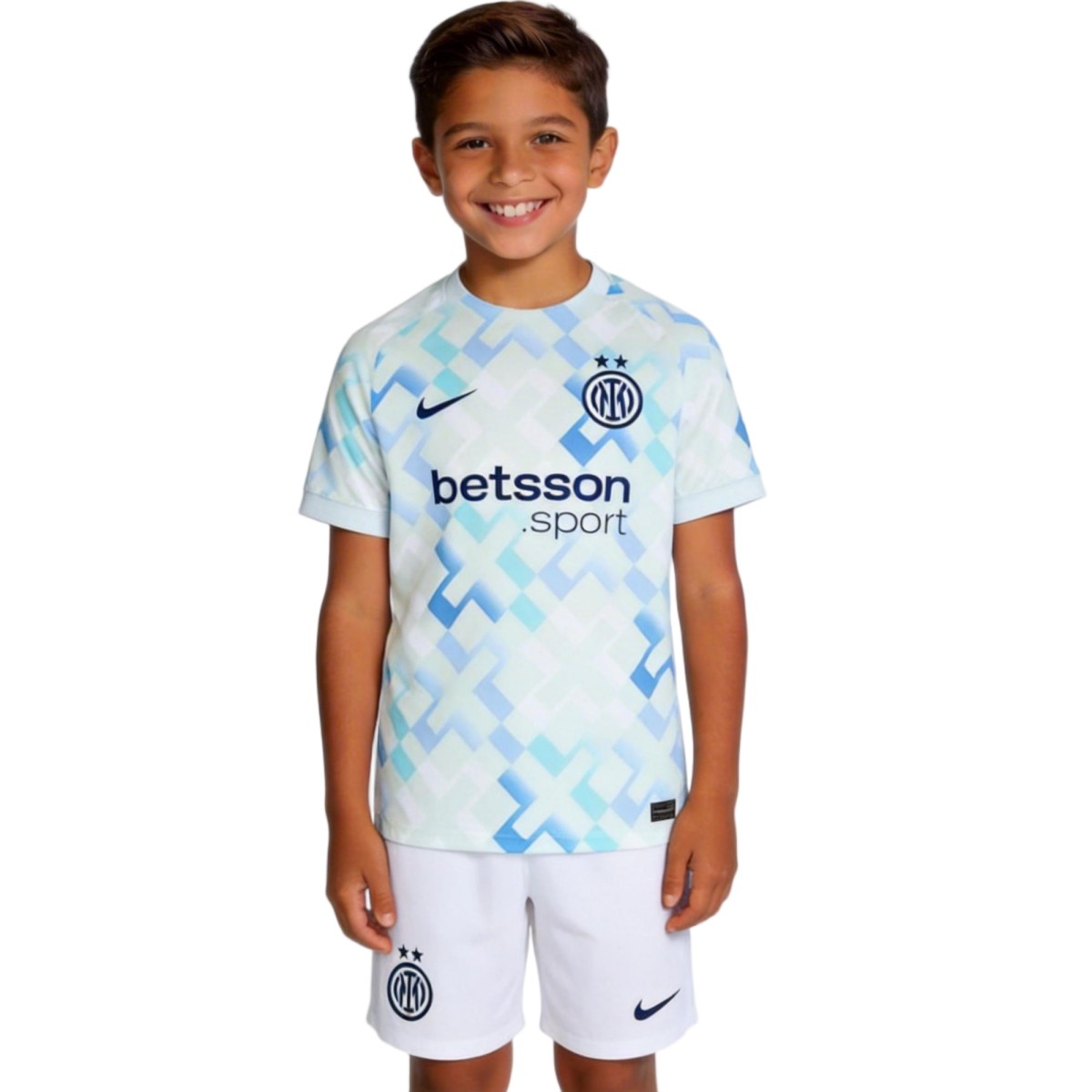 Kid's Inter Milan Away Soccer Jersey Kit(Jersey+Shorts) 2025/26 White