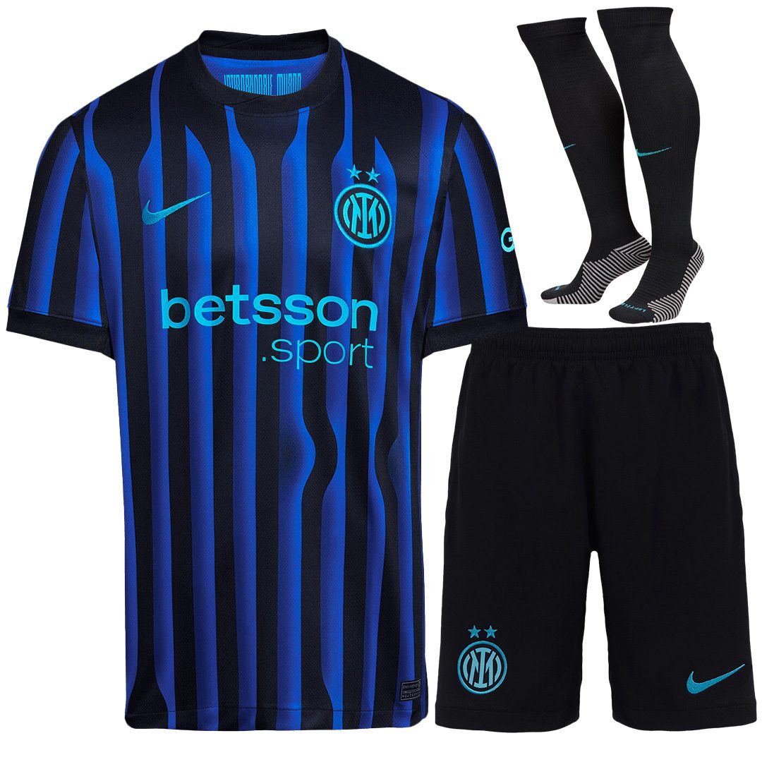 Inter Milan Home Soccer Jersey Kit(Jersey+Shorts+Socks) 2025/26 Blue&Black