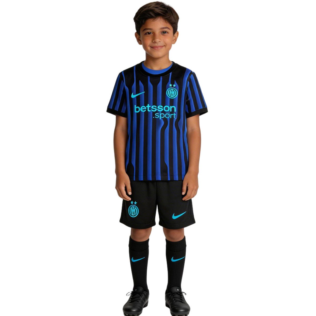 Kid's Inter Milan Home Soccer Jersey Kit(Jersey+Shorts+Socks) 2025/26 Blue&Black