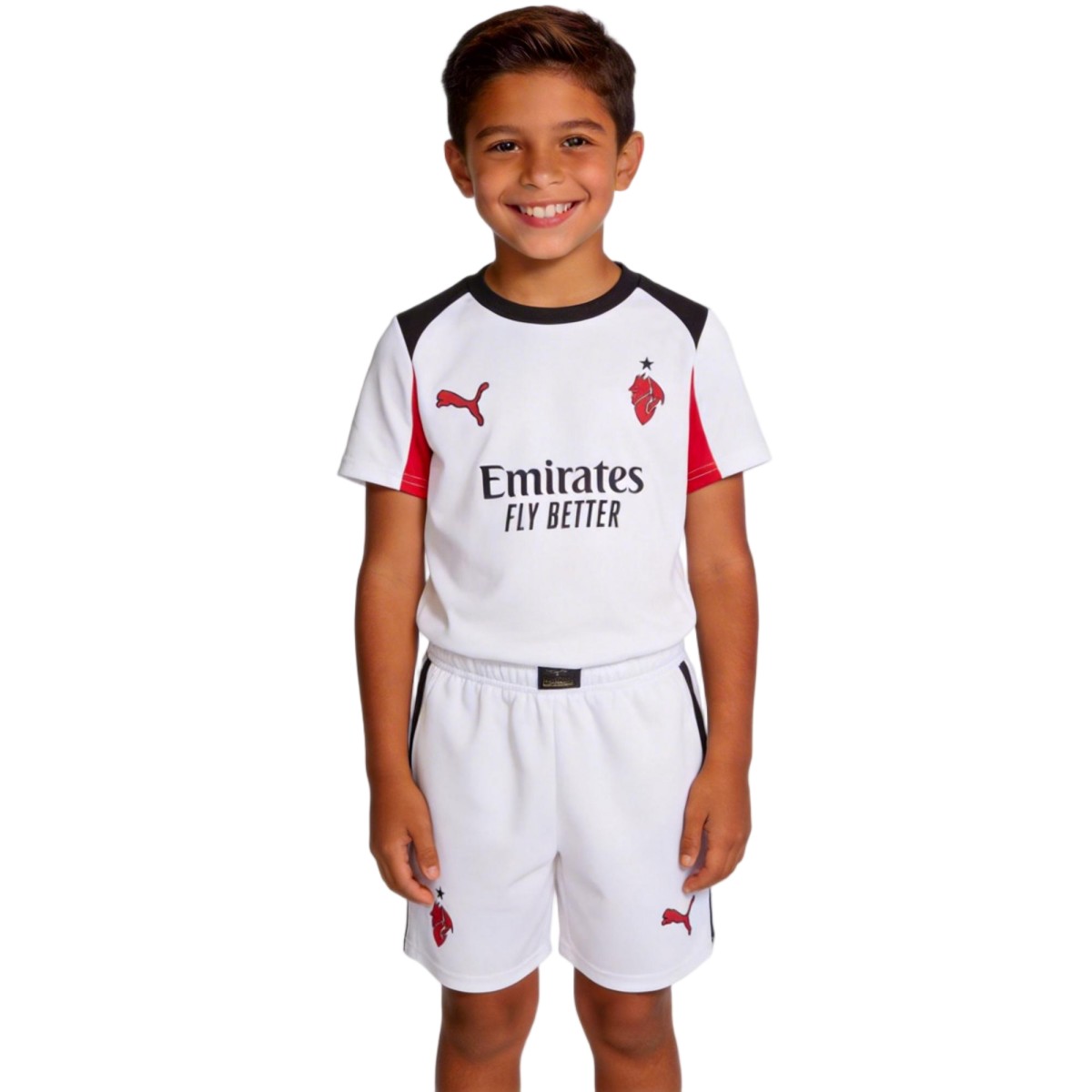Kid's AC Milan Away Soccer Jersey Kit(Jersey+Shorts) 25/26 White