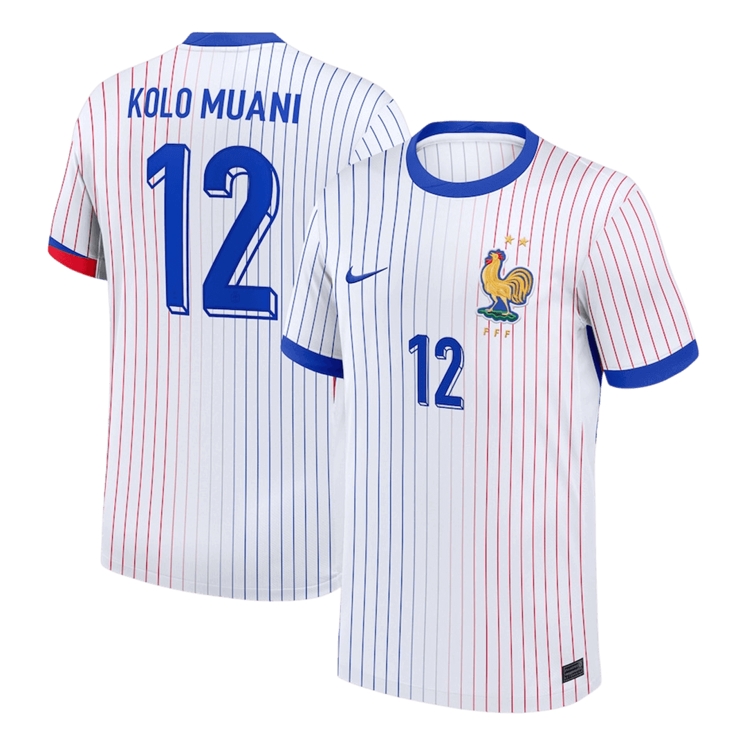 KOLO MUANI#12 France Euro Away Soccer Jersey 2024 White