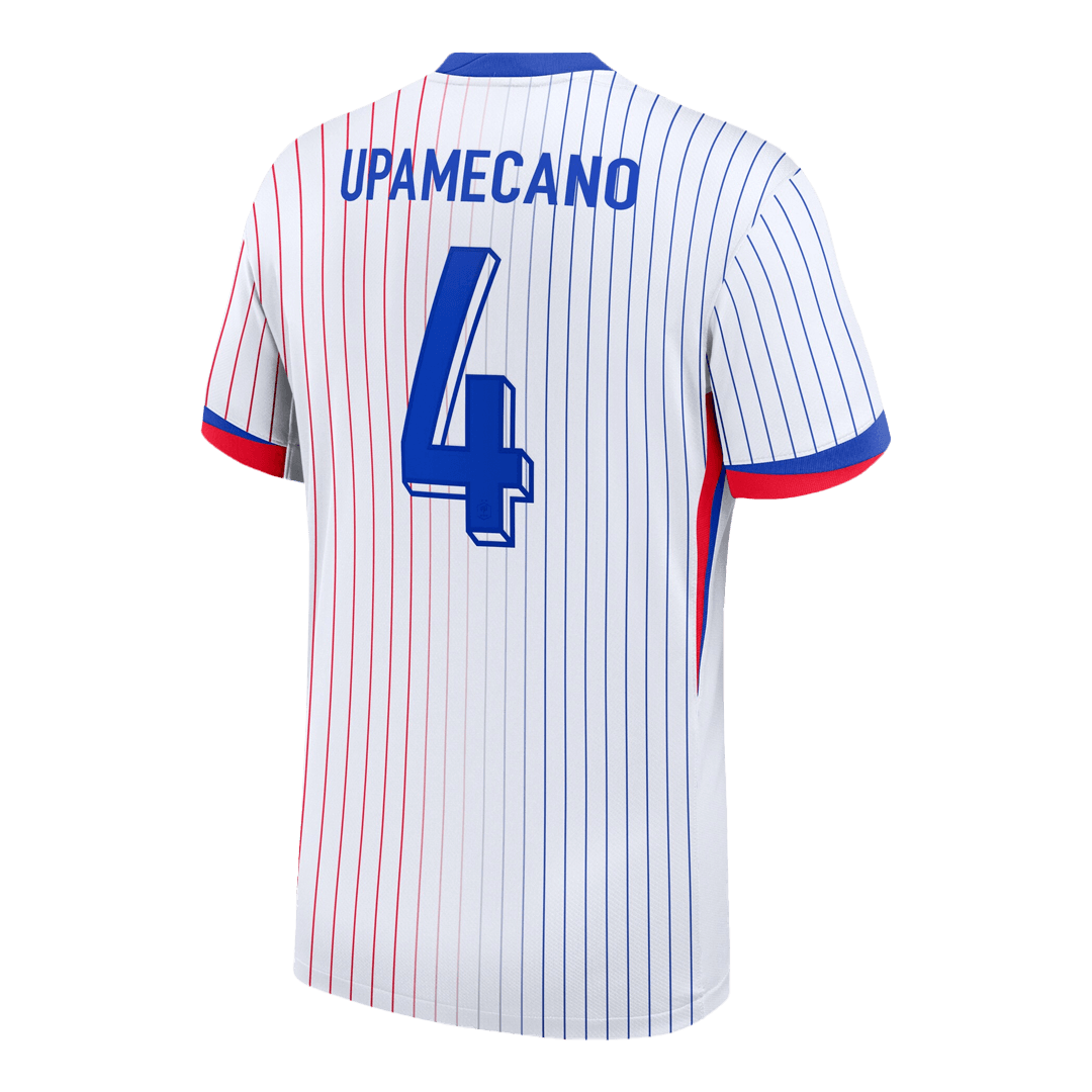 UPAMECANO #4 France Euro Away Soccer Jersey 2024 White
