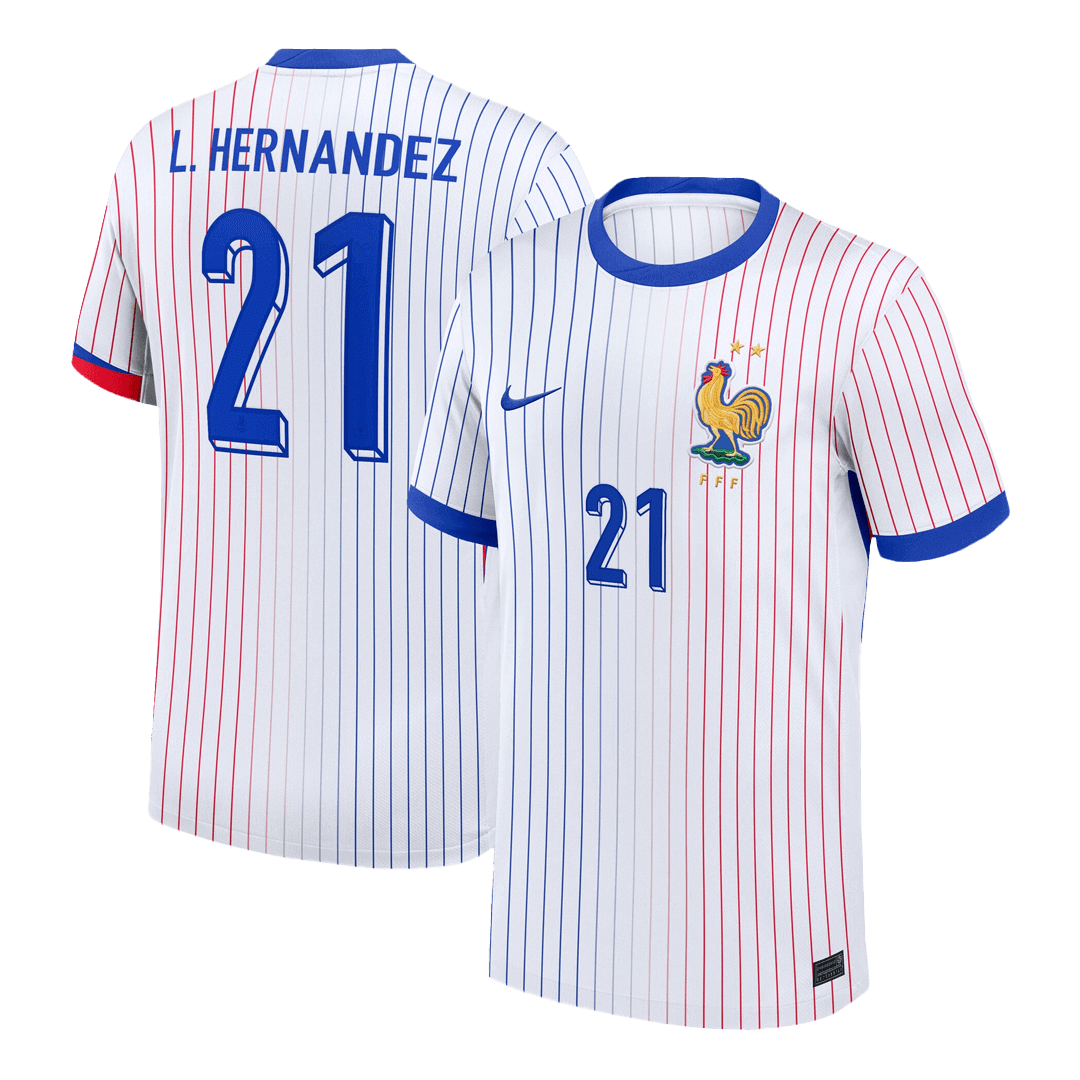 L.HERNANDEZ #21 France Euro Away Soccer Jersey 2024 White