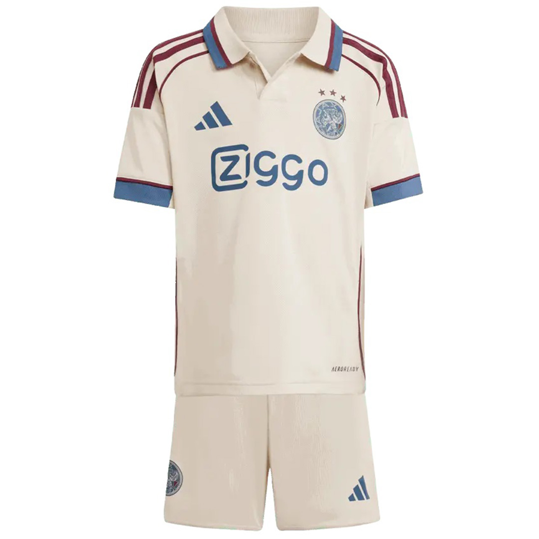 Kid's Ajax Third Away Soccer Jersey Kit 25/26 White