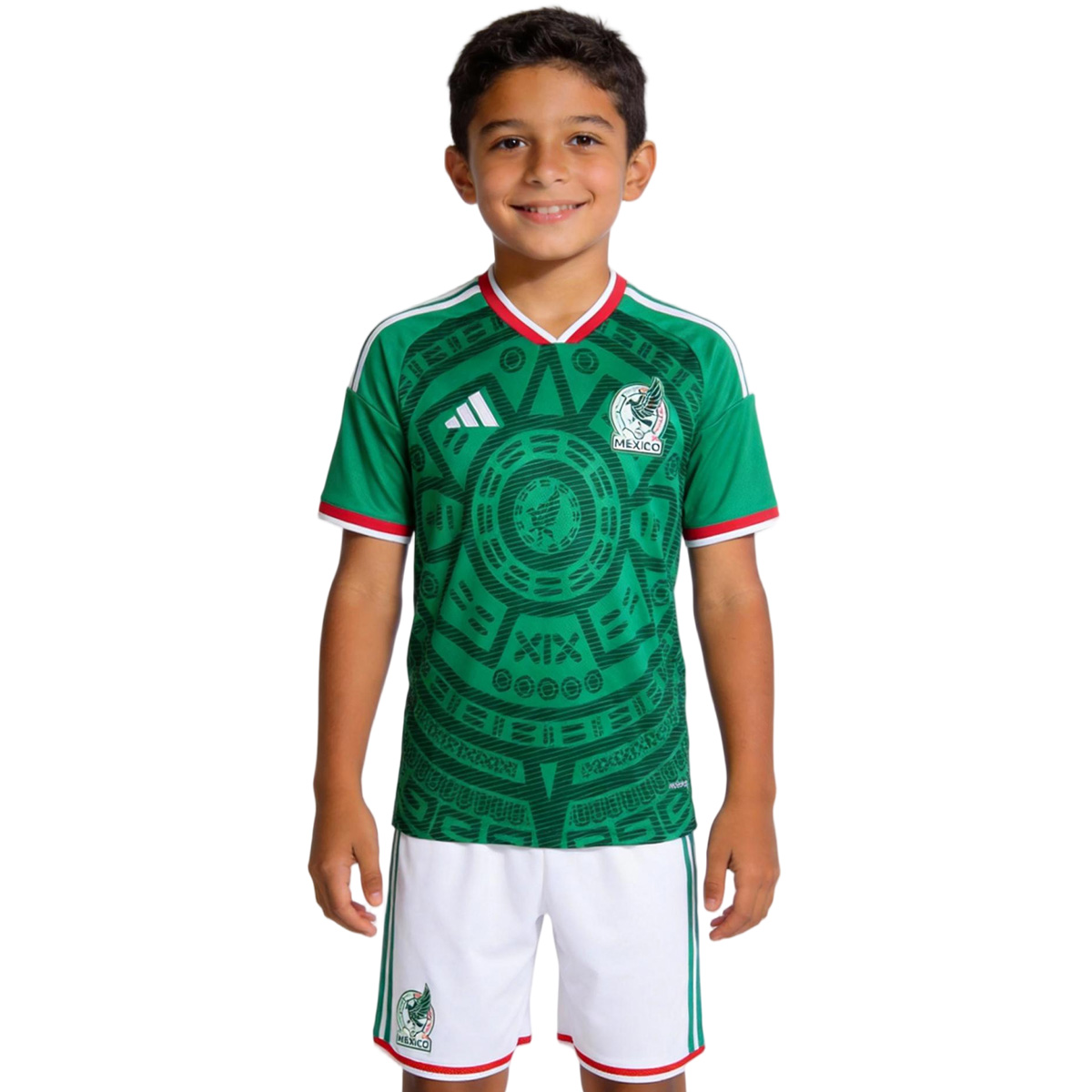 Kid's Mexico Home Soccer Jersey Kit(Jersey+Shorts) 2026 Green