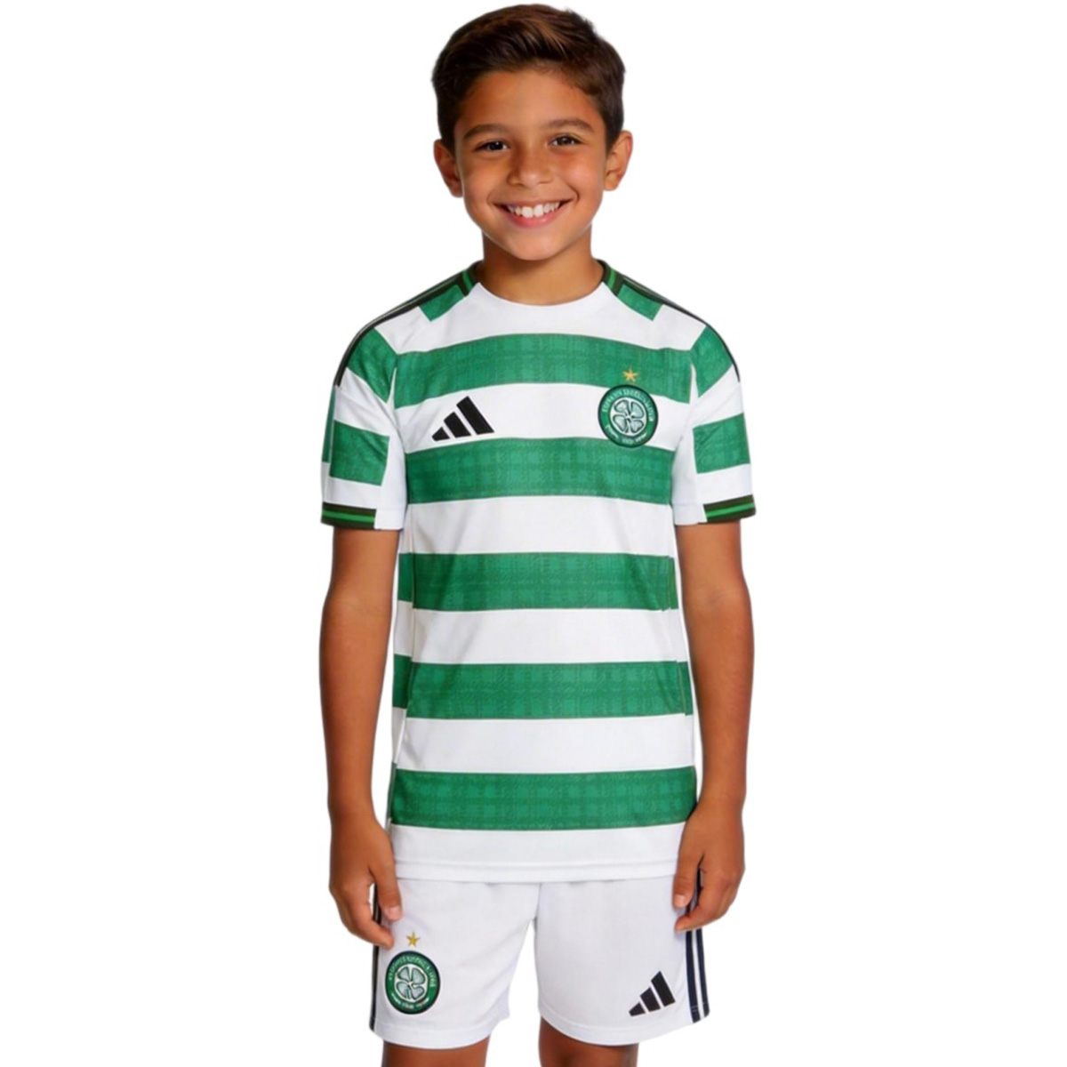 Kid's Celtic Home Soccer Jersey Kit(Jersey+Shorts) 25/26 Green&White