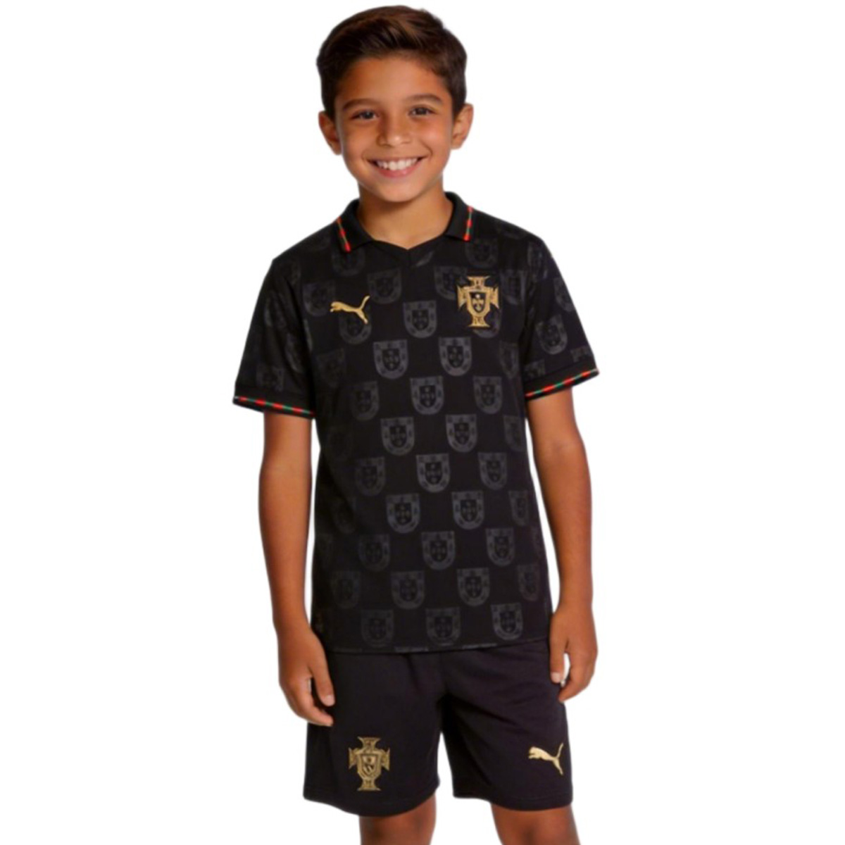 Kid's Portugal Special Edition Soccer Jersey Kit(Jersey+Shorts) World Cup 2026 Black