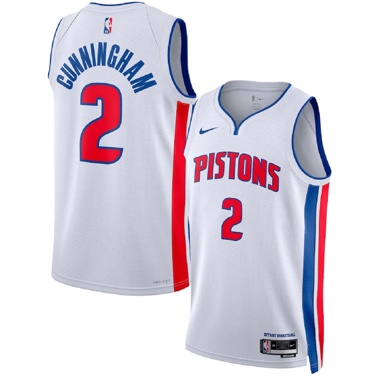 Cunningham #2 Detroit Pistons Swingman White NBA Jersey - Association Edition