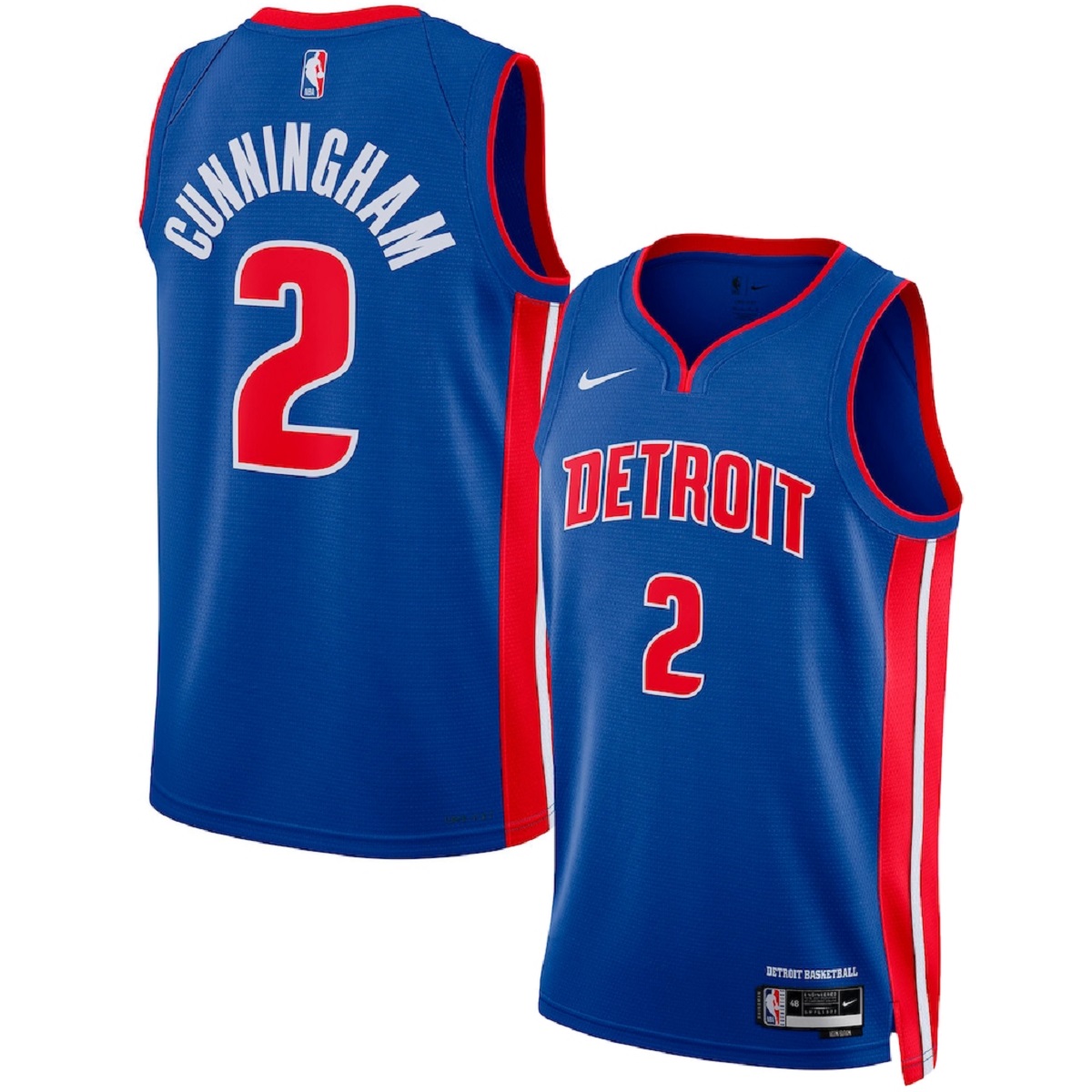 Cunningham #2 Detroit Pistons Swingman Blue NBA Jersey - Icon Edition