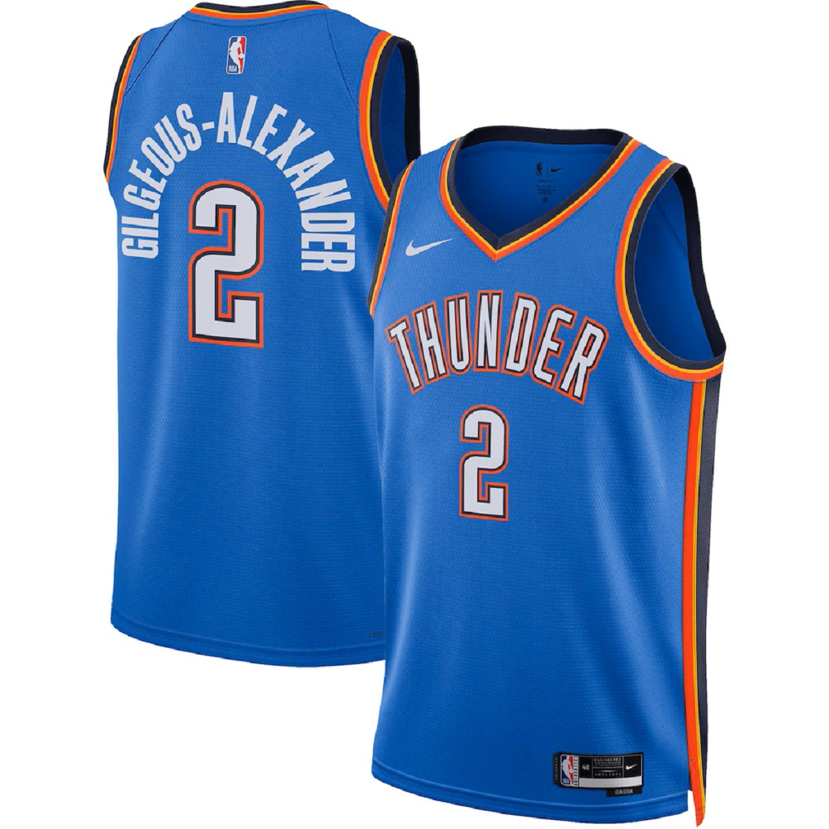 Gilgeous-Alexander #2 Men's Oklahoma City Thunder Swingman Blue NBA Jersey - Icon Edition