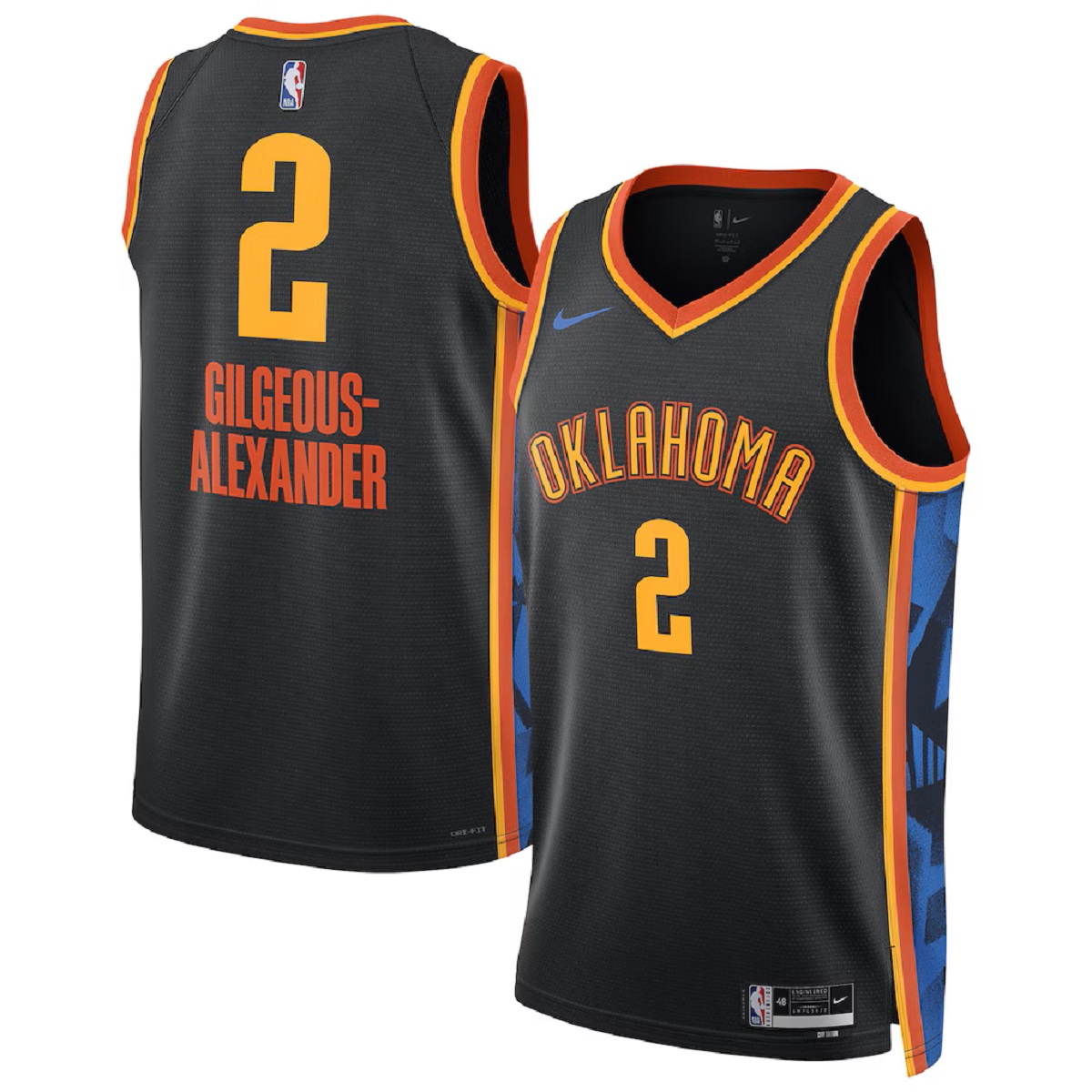 Gilgeous-Alexander #2 Men's Oklahoma City Thunder Swingman Black 24/25 NBA Jersey - City Edition