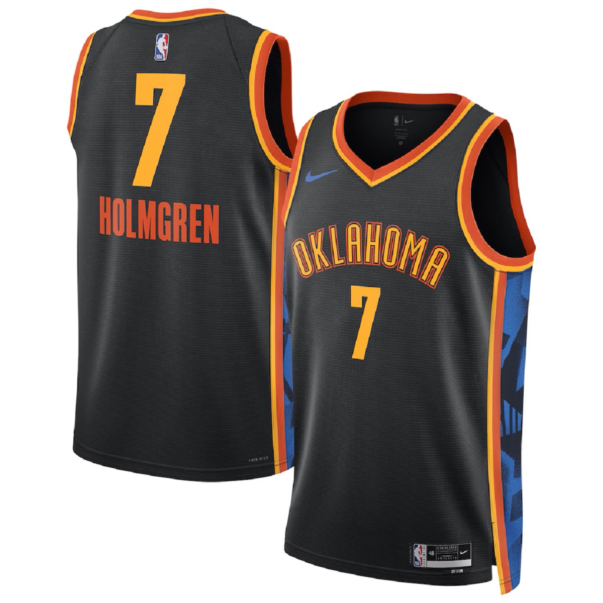 Holmgren #7 Men's Oklahoma City Thunder Swingman Black 24/25 NBA Jersey - City Edition