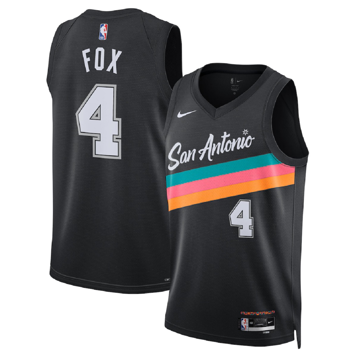 Fox #4 San Antonio Spurs Swingman Black 25/26 NBA Jersey - City Edition