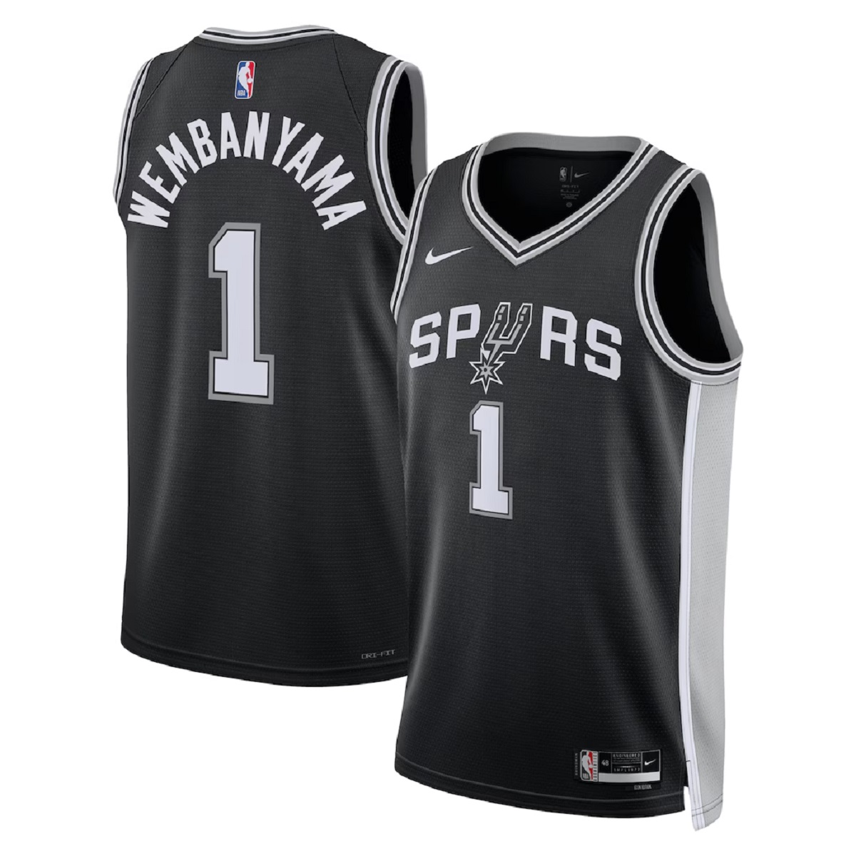 Wembanyama #1 San Antonio Spurs Swingman Black NBA Jersey - Icon Edition