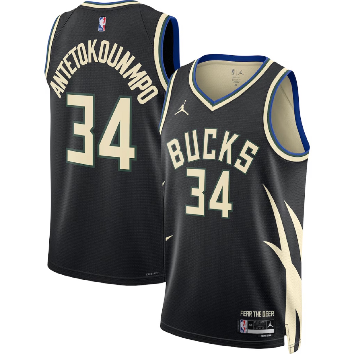 Men's Milwaukee Bucks Giannis Antetokounmpo Jordan Brand Black Swingman Jersey - Statement Edition