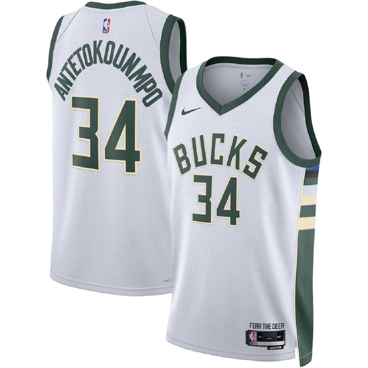 Men's Milwaukee Bucks Giannis Antetokounmpo Nike White Swingman Jersey - Association Edition