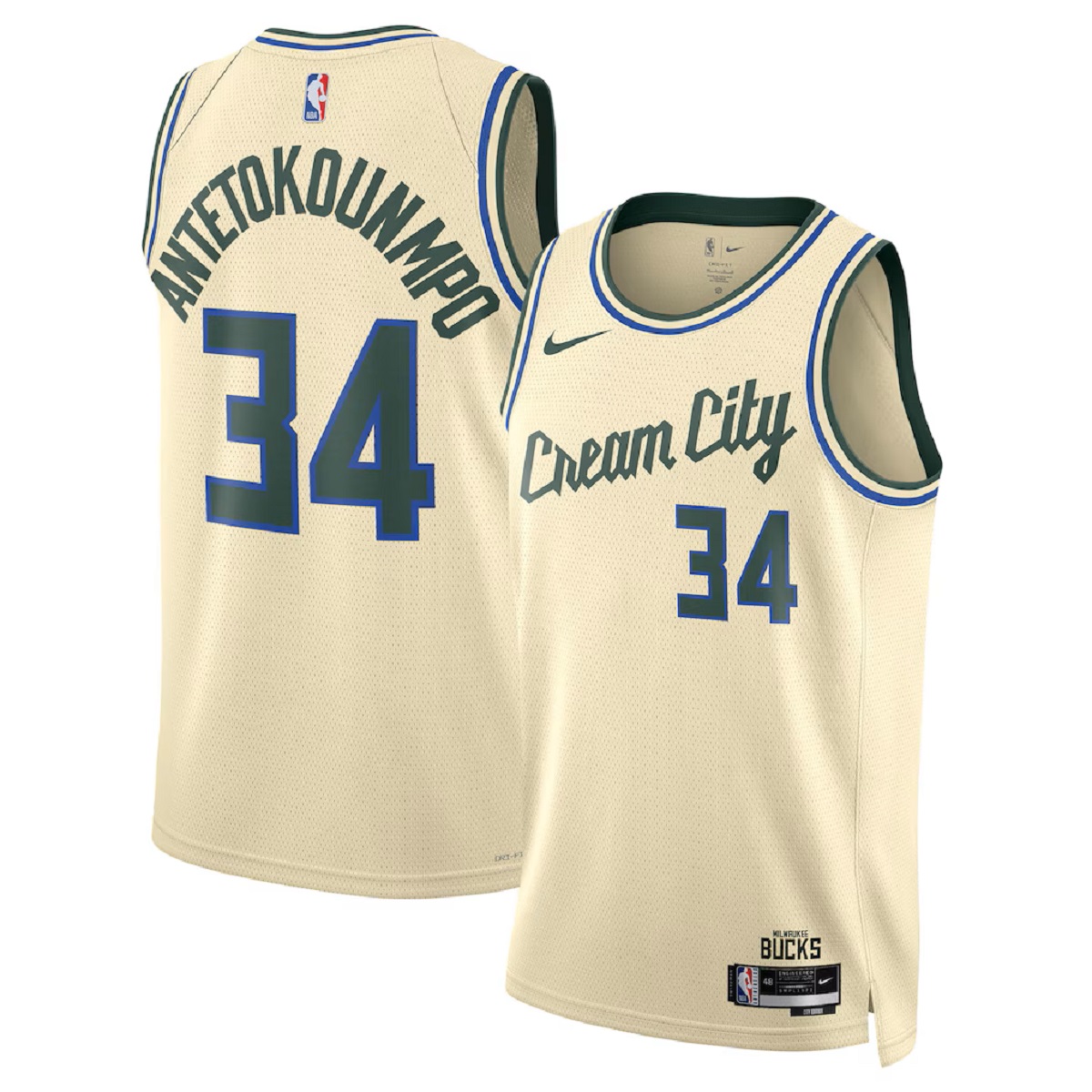 Men's Milwaukee Bucks Giannis Antetokounmpo Nike Cream 2025/26 Swingman Jersey - City Edition