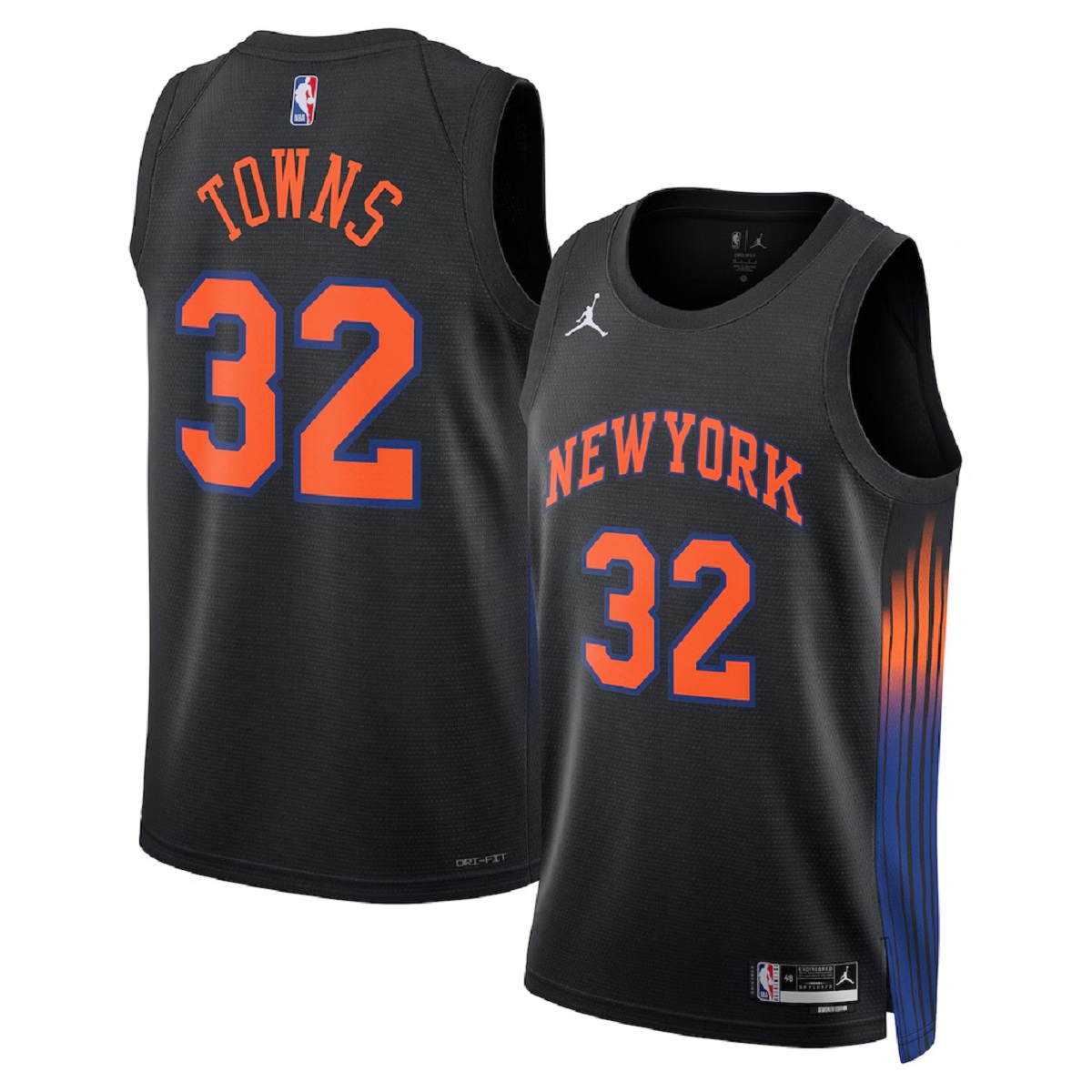 Men's New York Knicks Karl-Anthony Towns Jordan Brand Black Swingman Jersey - Statement Edition