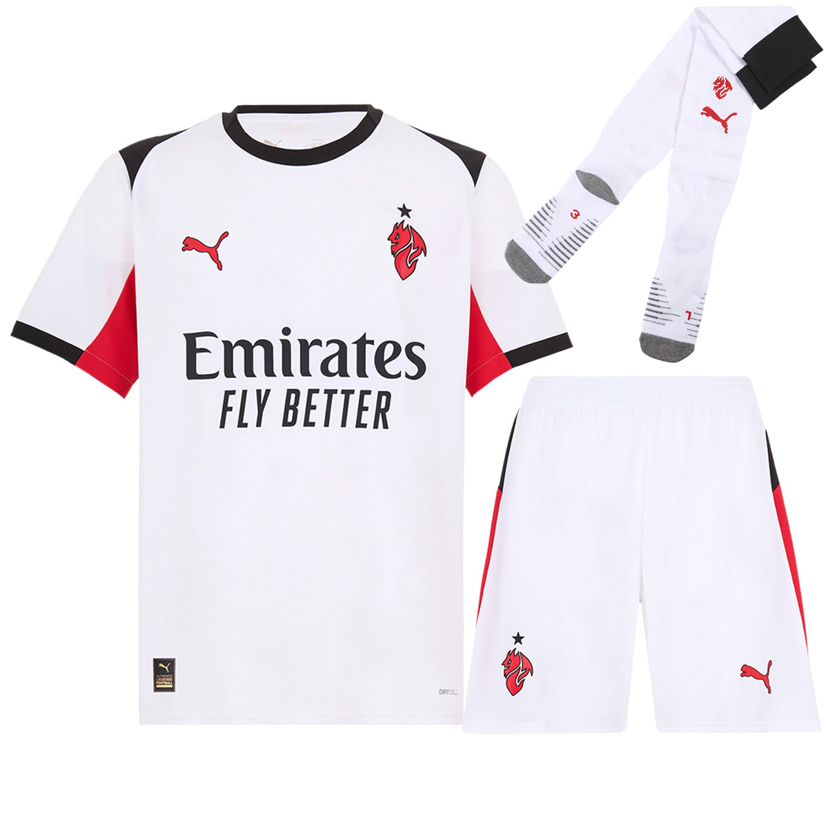 AC Milan Away Soccer Jersey Kit(Jersey+Shorts+Socks) 2025/26 White