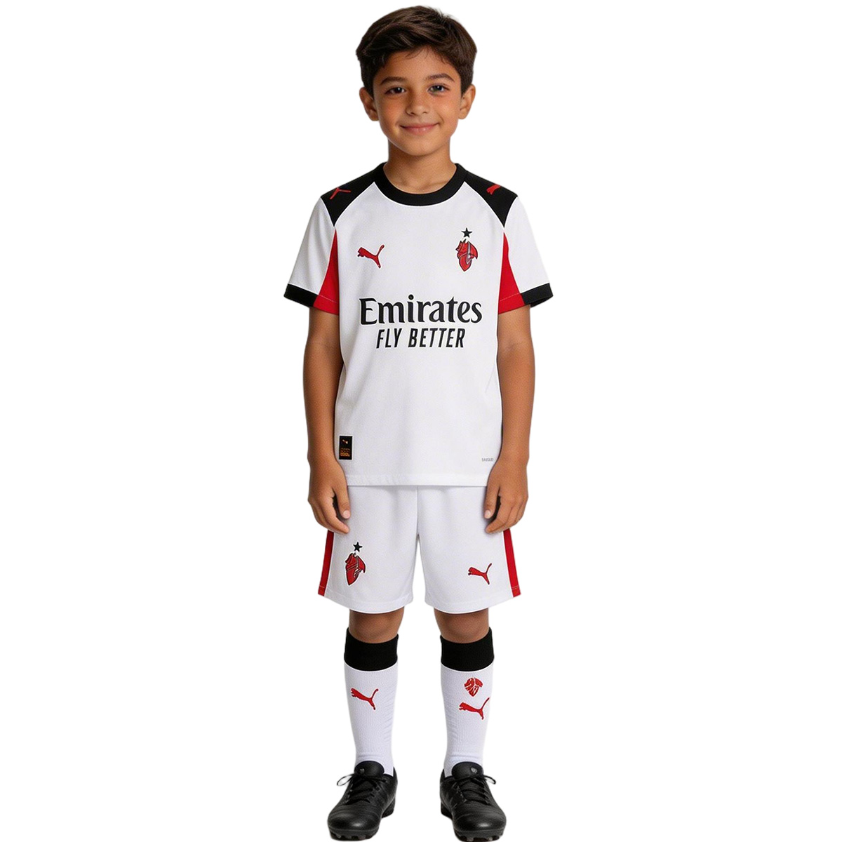 Kid's AC Milan Away Soccer Jersey Kit(Jersey+Shorts+Socks) 25/26 White