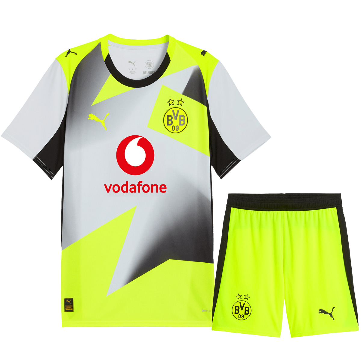 Borussia Dortmund Away Soccer Jersey Kit(Jersey+Shorts) 25/26 Gray