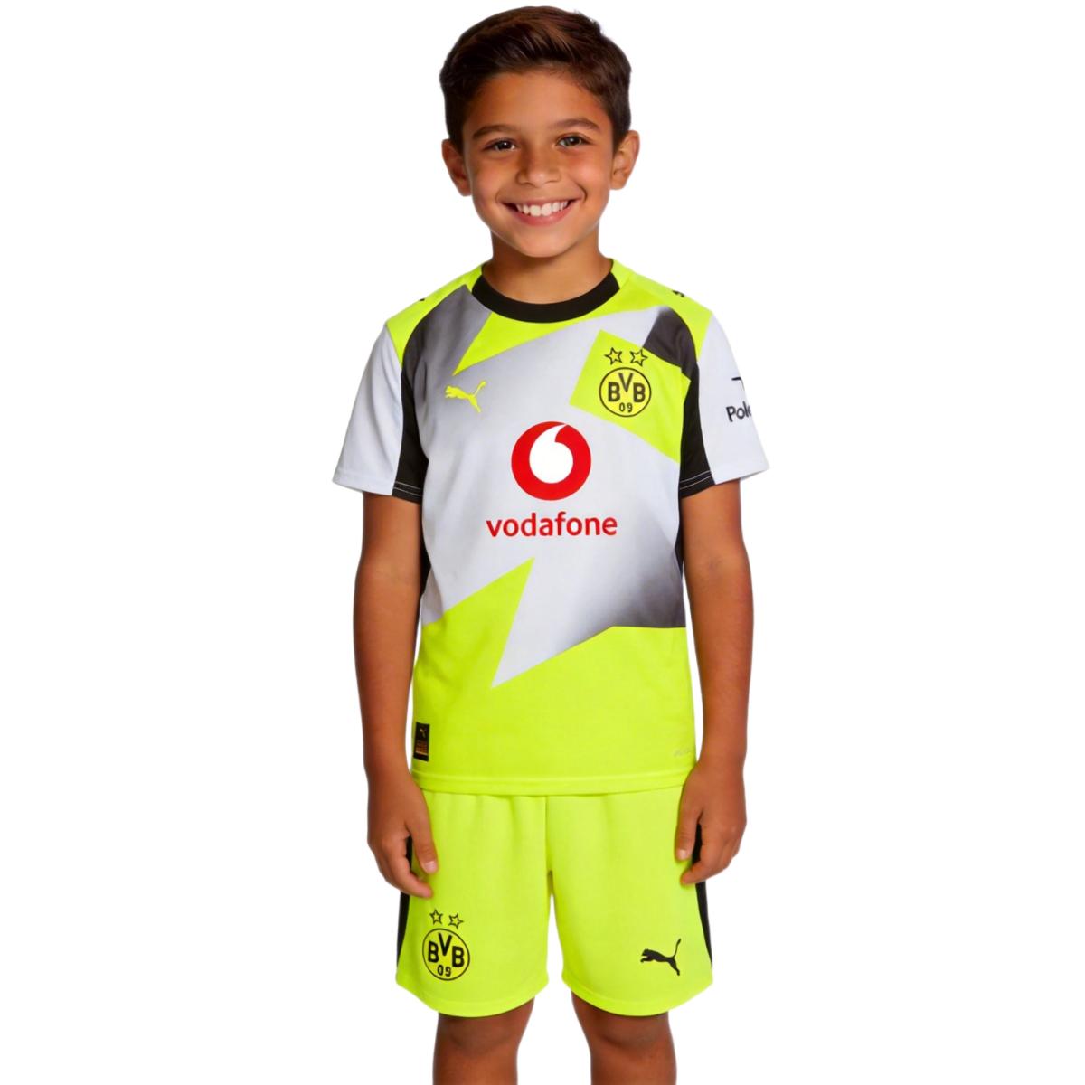 Kid's Borussia Dortmund Away Kit(Jersey+Shorts) 25/26 Gray