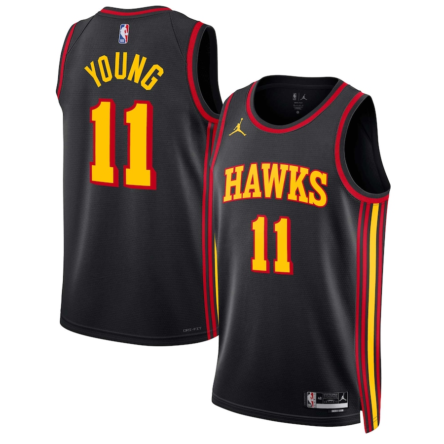 Men's Atlanta Hawks Trae Young #11 Jordan Brand Black Swingman Jersey - Statement Edition