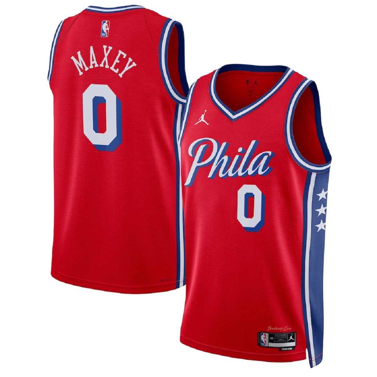 Men's Philadelphia 76ers Tyrese Maxey Jordan Brand Red Swingman Jersey - Statement Edition