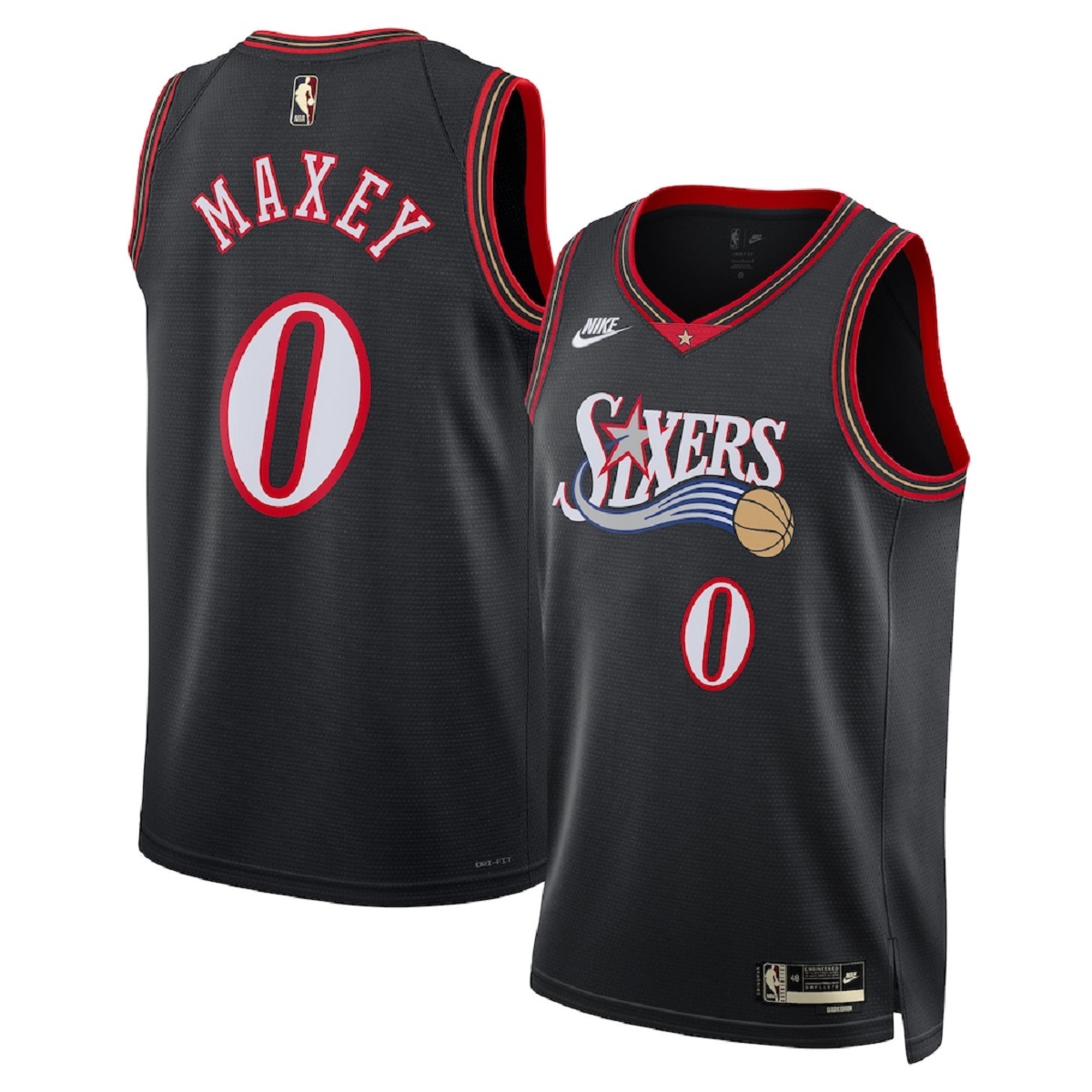 Men's Philadelphia 76ers Tyrese Maxey Nike Black Swingman Jersey - Classic Edition