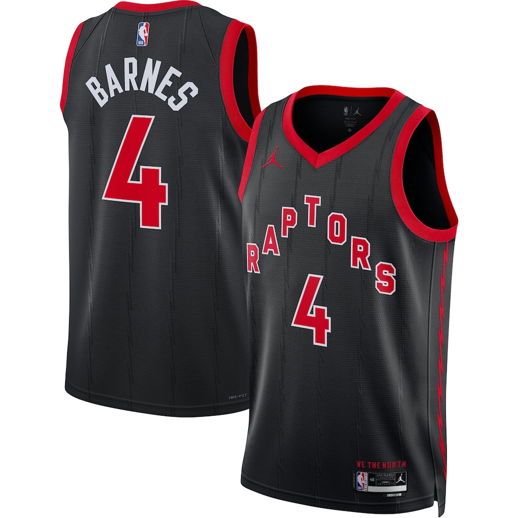 Men's Toronto Raptors Scottie Barnes Jordan Brand Black Swingman Jersey - Statement Edition