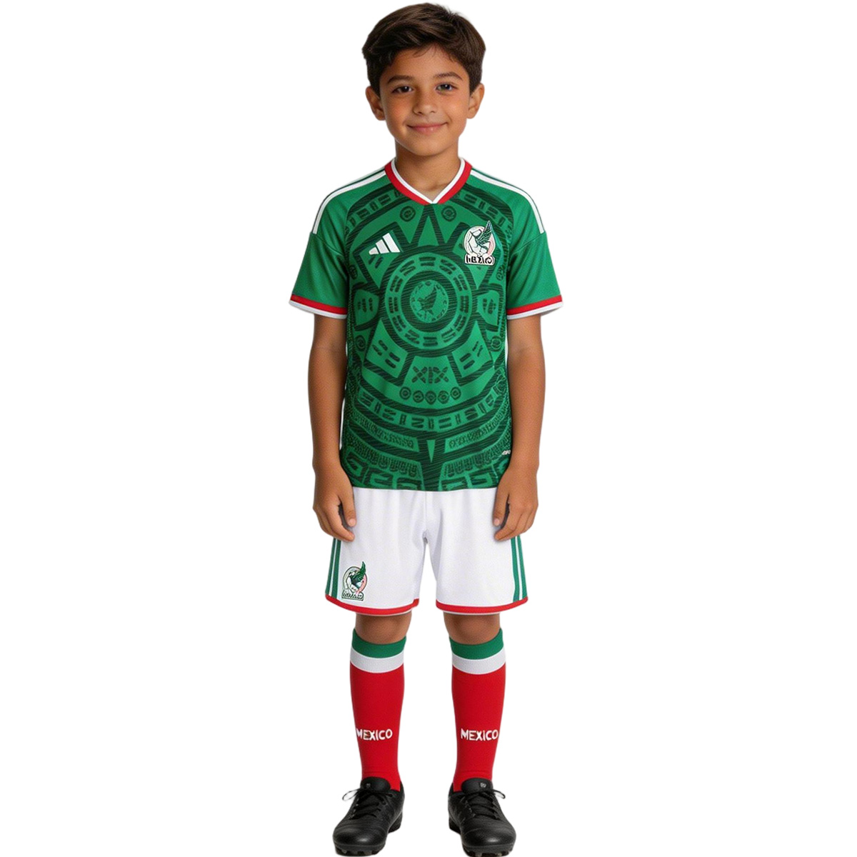 Kid's Mexico Home Soccer Jersey Kit(Jersey+Shorts+Socks) 2026 Green