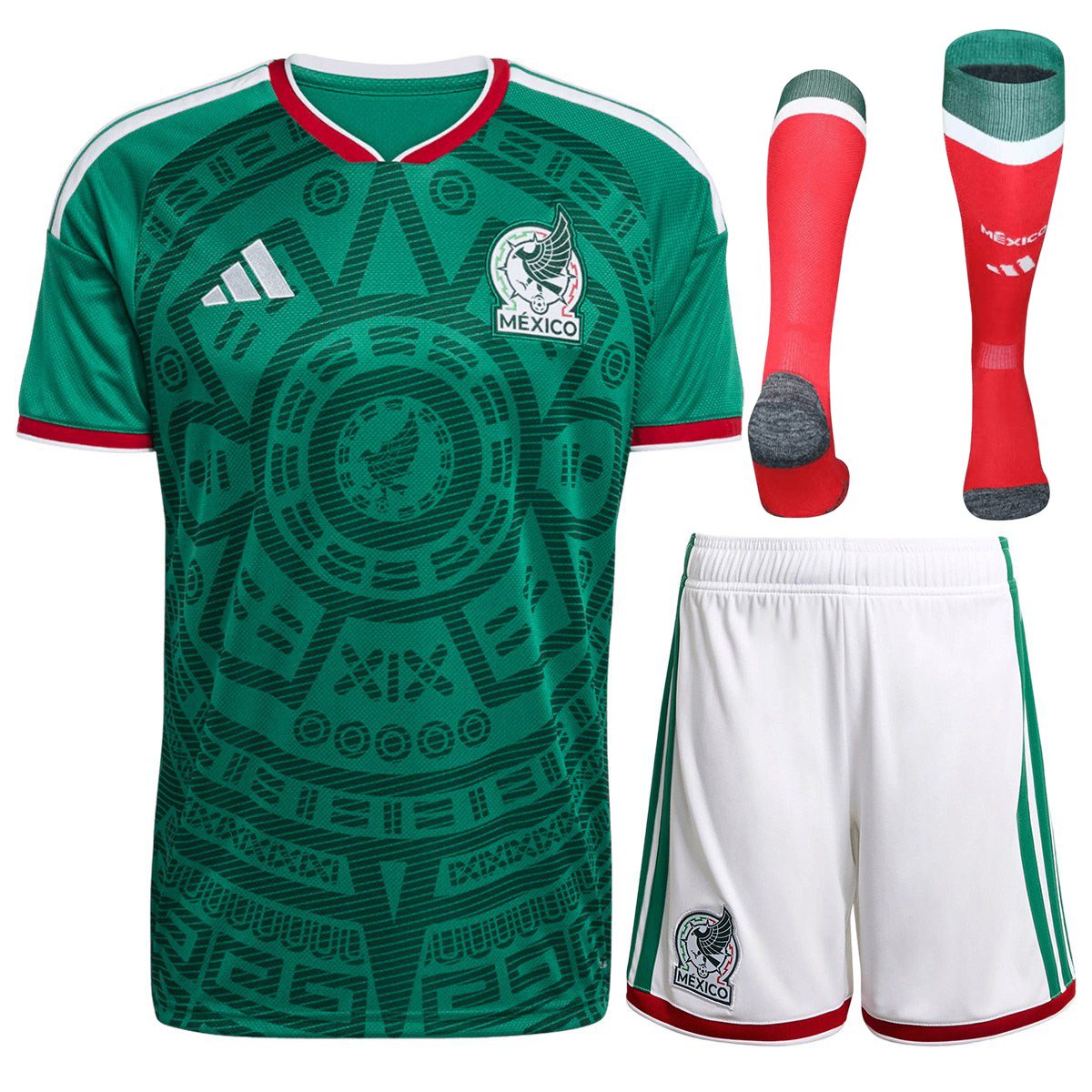 Mexico Home Soccer Jersey Kit(Jersey+Shorts+Socks) World Cup 2026 Green