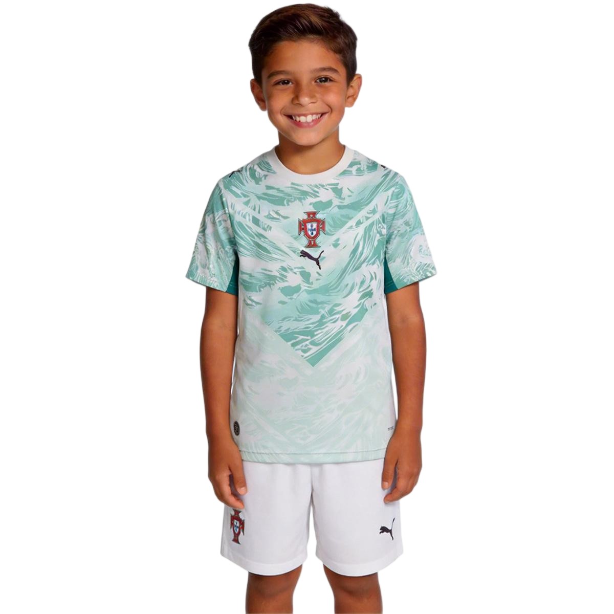 Kid's Portugal Away Soccer Jersey Kit(Jersey+Shorts) World Cup 2026 White