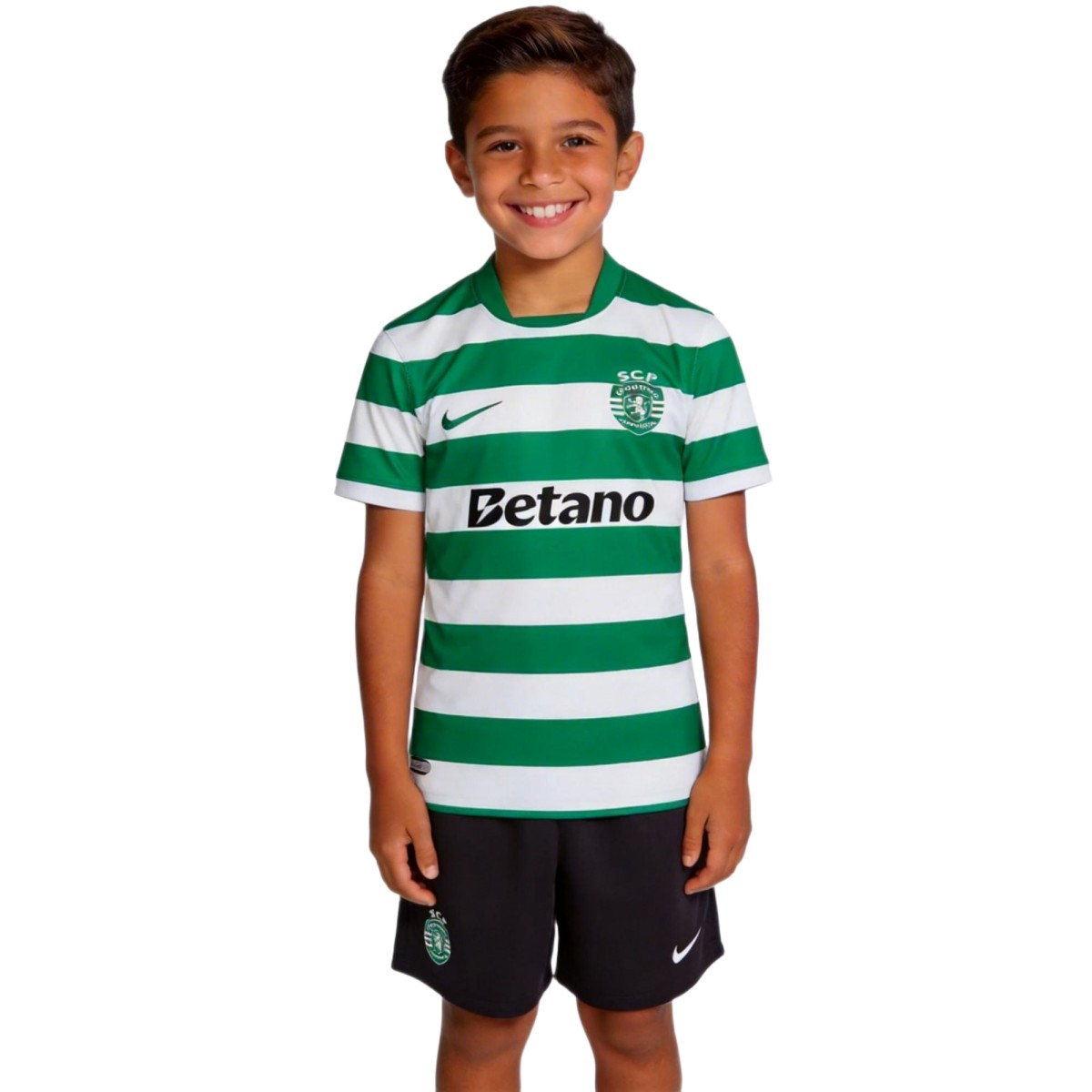 Kid's Sporting CP Home Soccer Jersey Kit(Jersey+Shorts) 25/26 Green&White