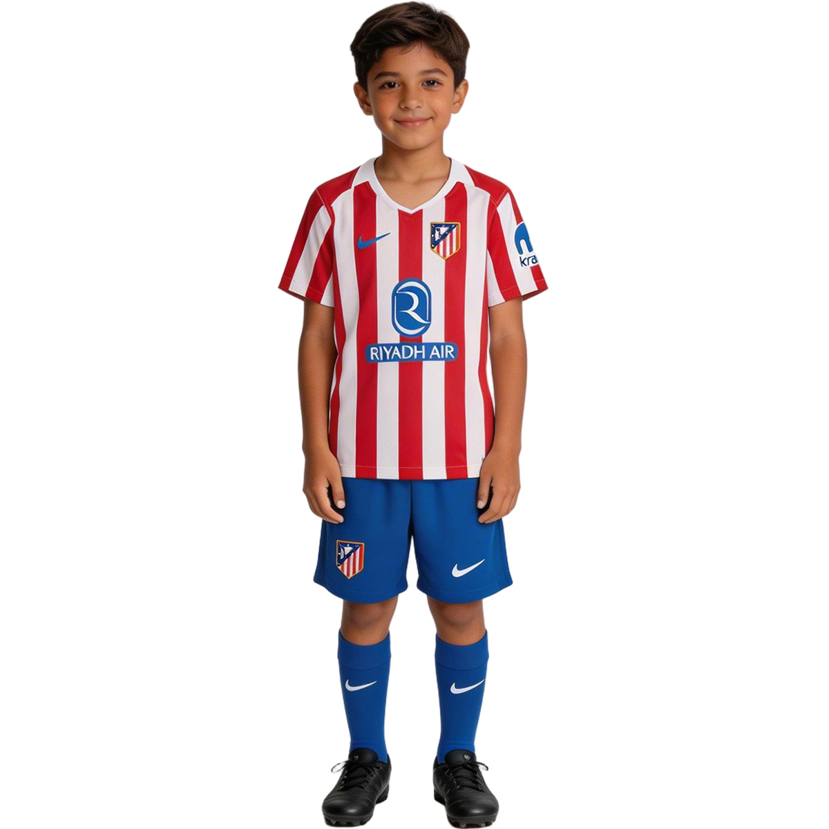 Kid's Atletico Madrid Home Soccer Jersey Kit(Jersey+Shorts+Socks) 2025/26 Red&White