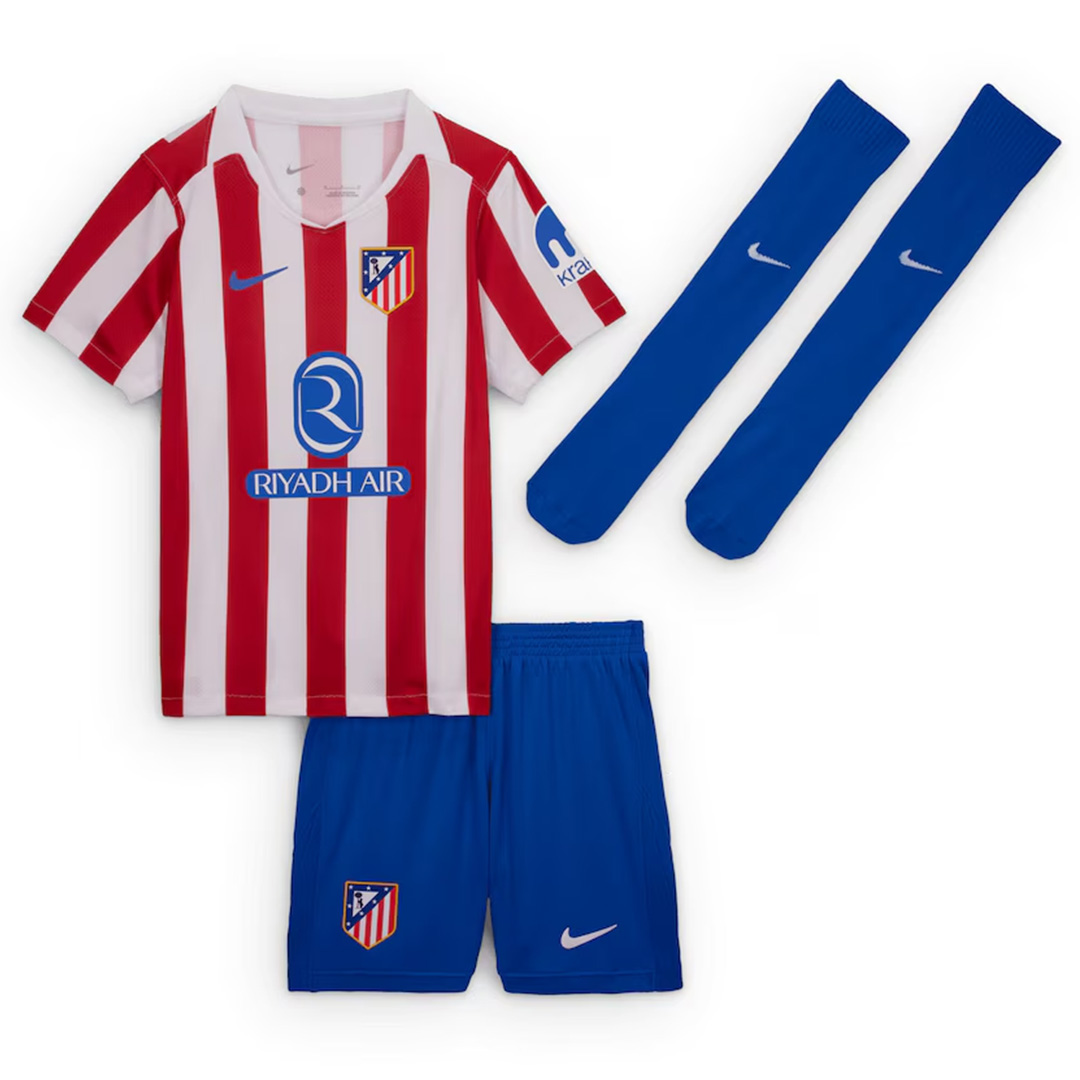 Kid's Atletico Madrid Home Soccer Jersey Kit(Jersey+Shorts+Socks) 2025/26 Red&White