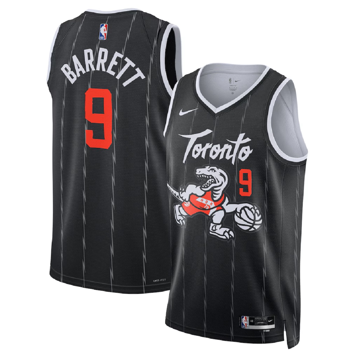 Unisex Toronto Raptors RJ Barrett Nike Black 2025/26 Swingman Jersey - City Edition