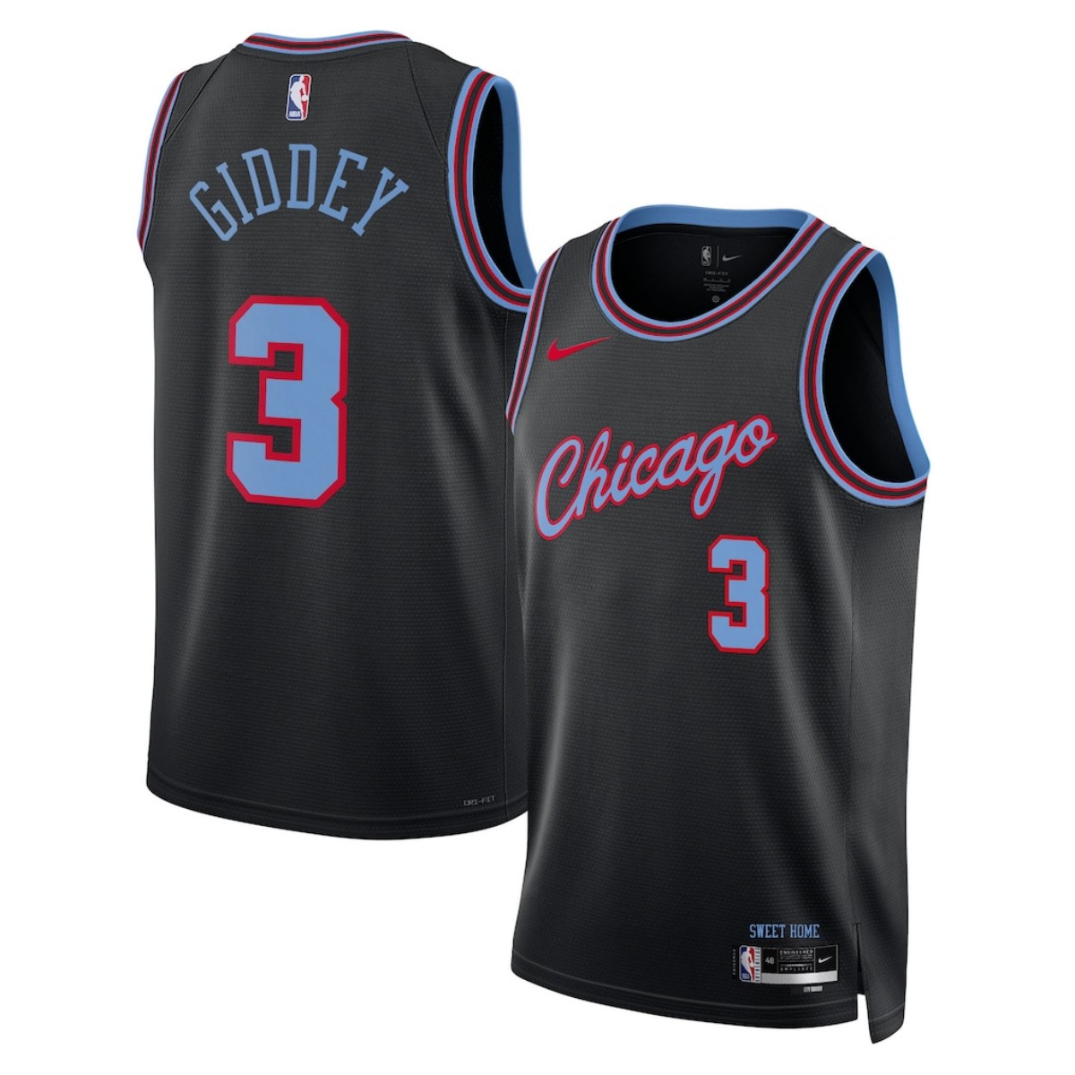 Unisex Chicago Bulls Josh Giddey Nike Black 2025/26 Swingman Jersey - City Edition