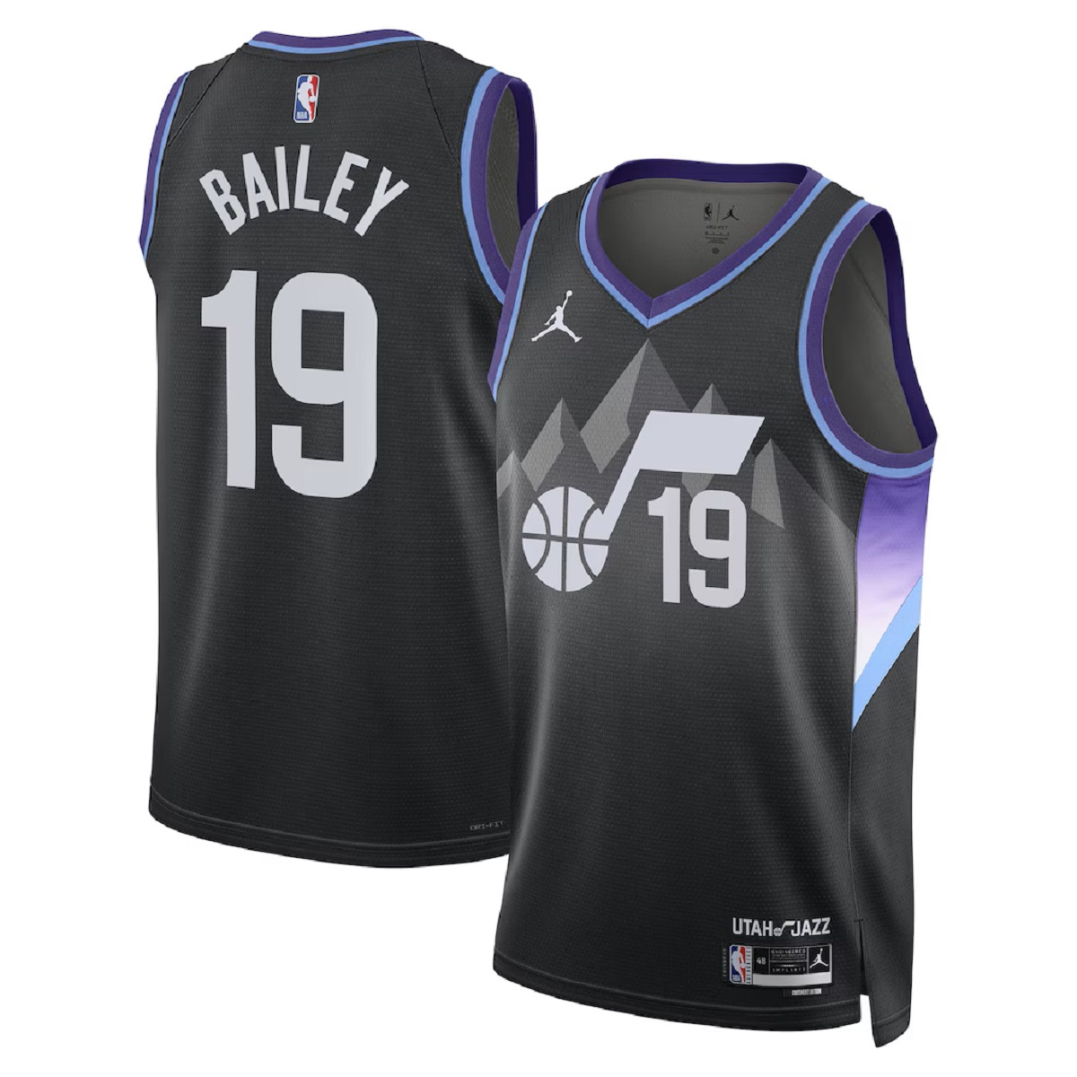 Unisex Utah Jazz Ace Bailey Jordan Brand Black 2024/25 Swingman Jersey - Statement Edition