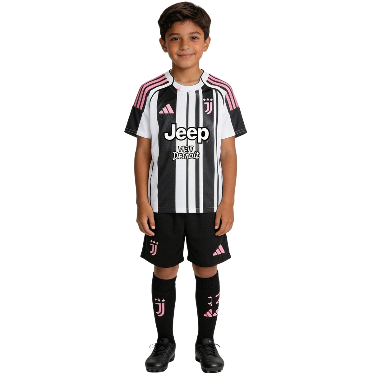 Kid's Juventus Home Soccer Jersey Kit(Jersey+Shorts+Socks) 2025/26 Black&White