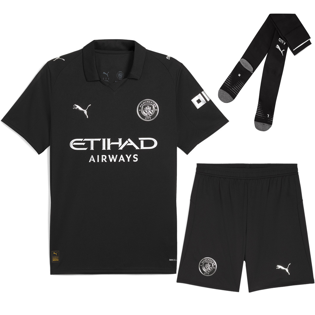 Manchester City Away Soccer Jersey Kit(Jersey+Shorts+Socks) 2025/26 Black