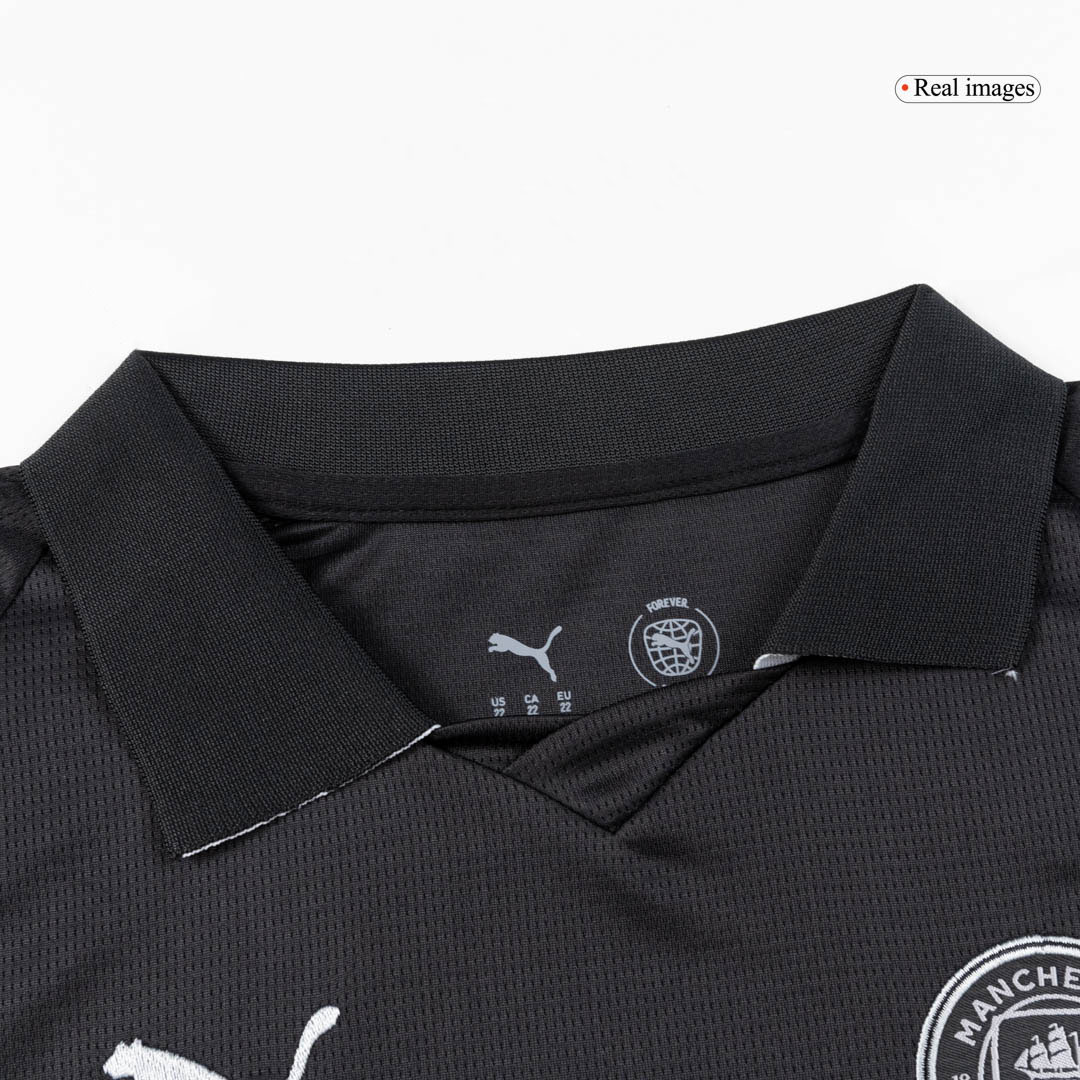 Kid's Manchester City Away Soccer Jersey Kit(Jersey+Shorts+Socks) 2025/26 Black