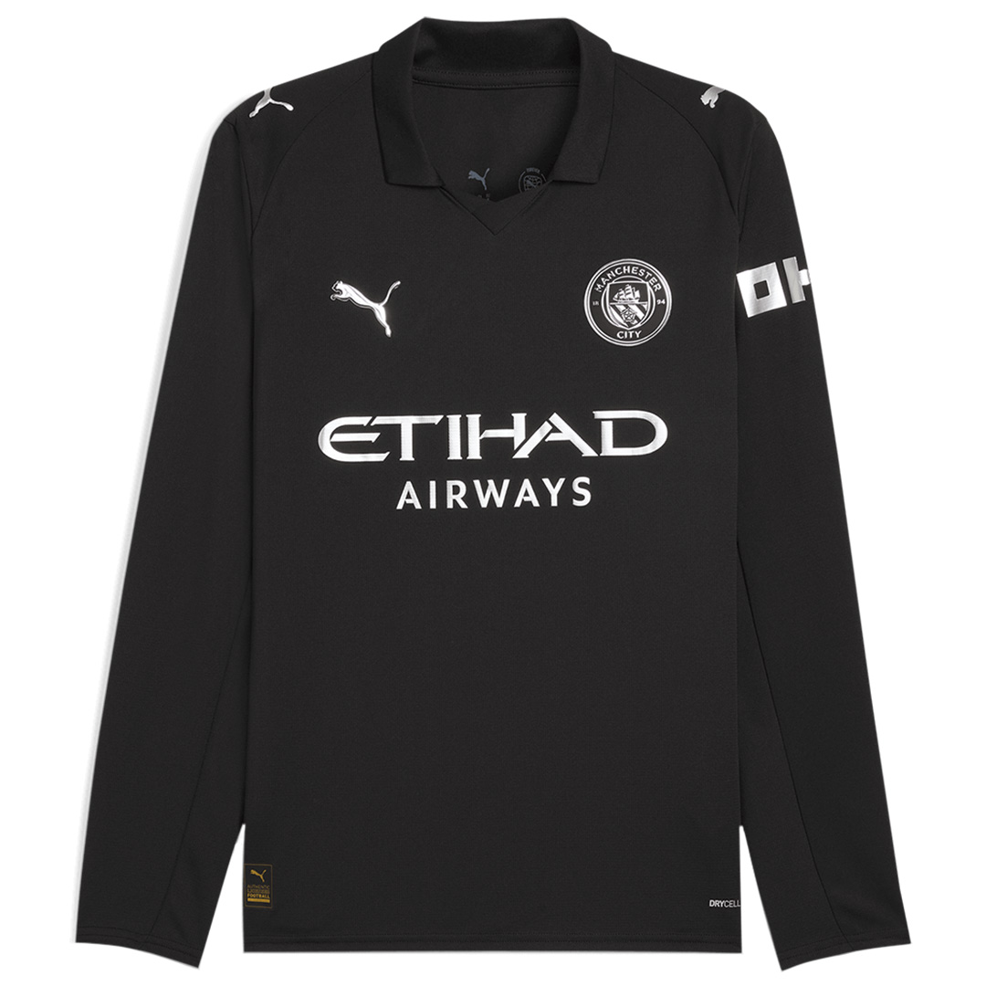 25/26 Manchester City Away Long Sleeve Soccer Jersey Black