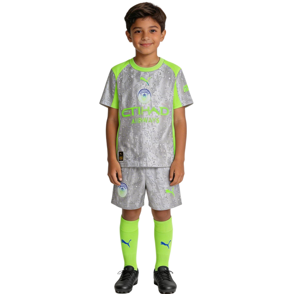 Kid's Manchester City Third Kit(Jersey+Shorts+Socks) 25/26 Gray