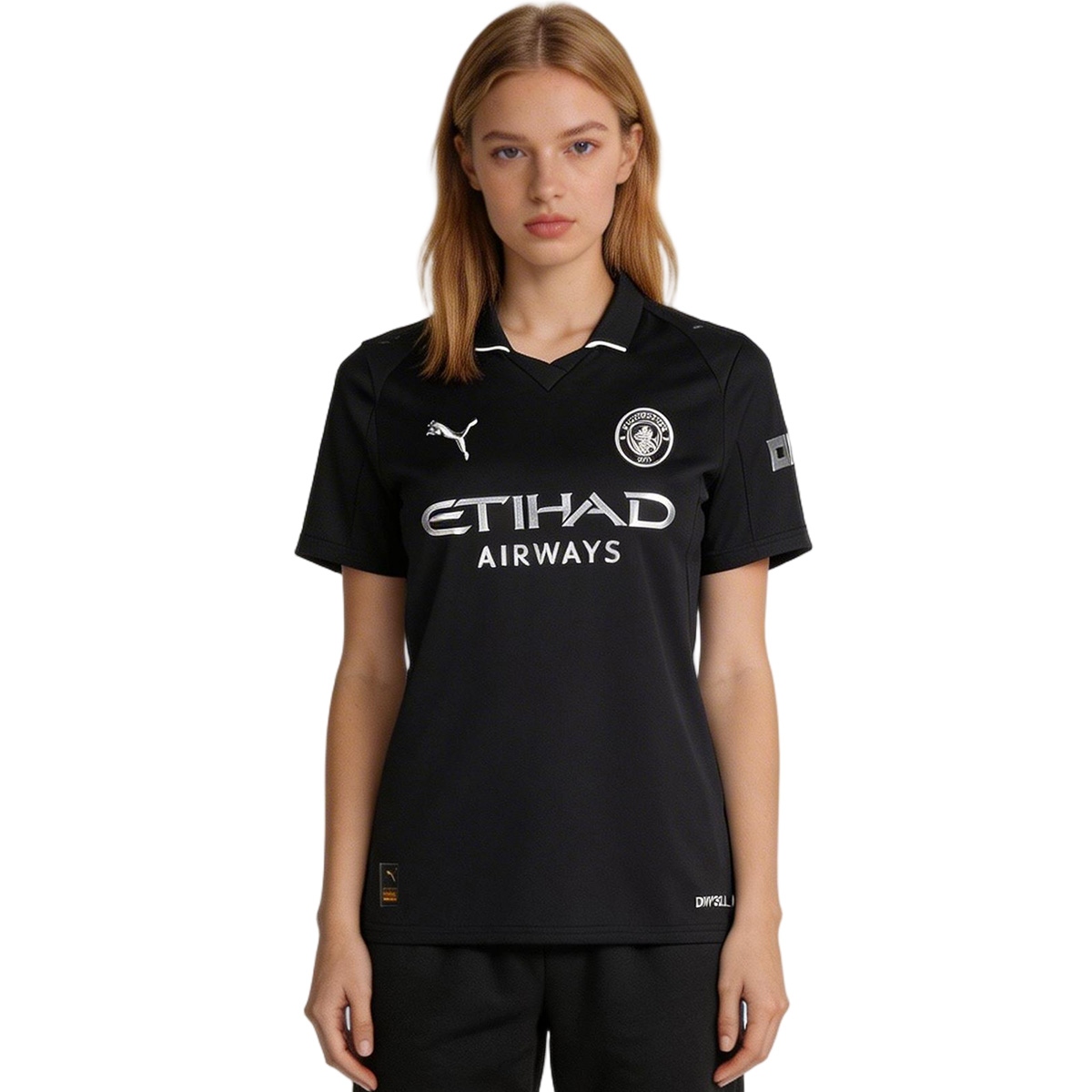 Women's Manchester City Away Soccer Jersey 25/26 Black