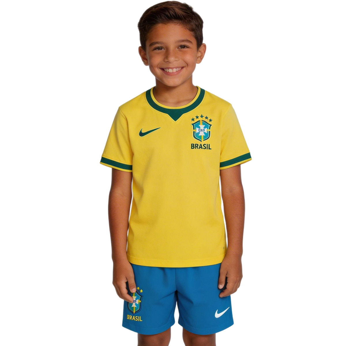 Kid's Brazil Home Soccer Jersey Kit(Jersey+Shorts) World Cup 2026 Yellow