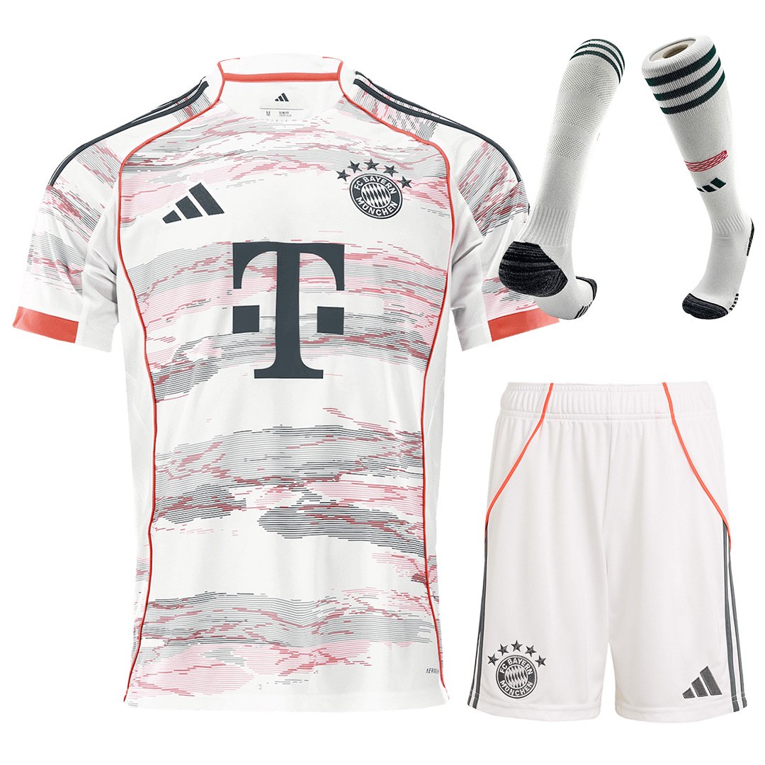 Bayern Munich Away Soccer Jersey Kit(Jersey+Shorts+Socks)  2025/26 White