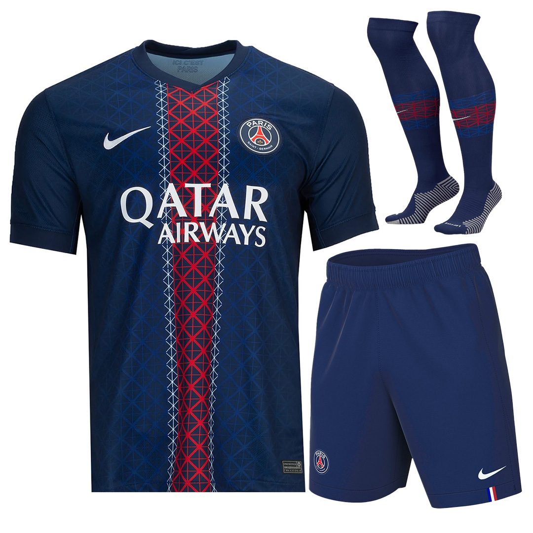 PSG Home Soccer Jersey Kit(Jersey+Shorts+Socks) 2025/26 Navy